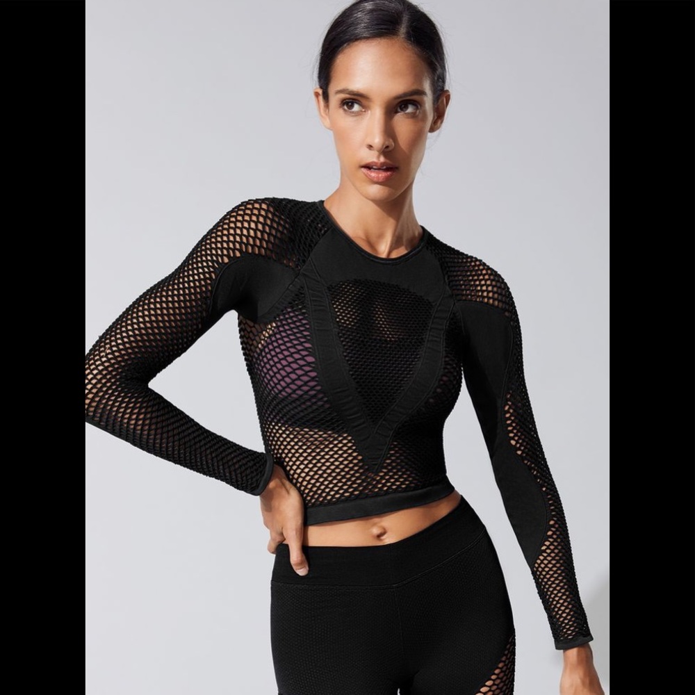Nux All Net Long Sleeve top in black Small/Med
